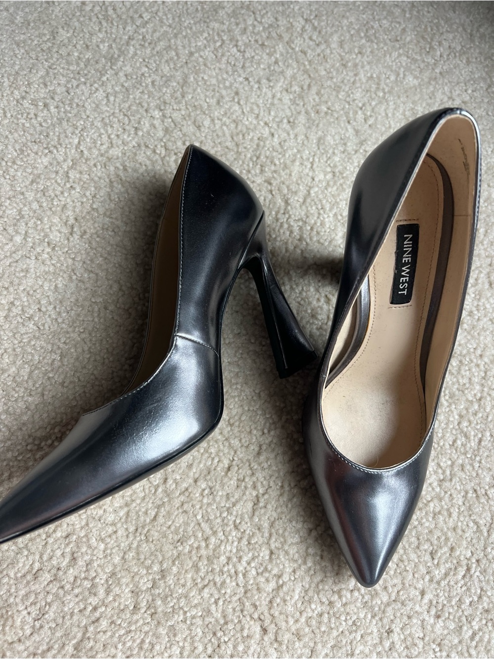 Nine West silver Pointed Leather Pumps